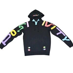 Dolan Twins DT Spread Positivity Hoodie Black Multicolor Spellout Unisex Small